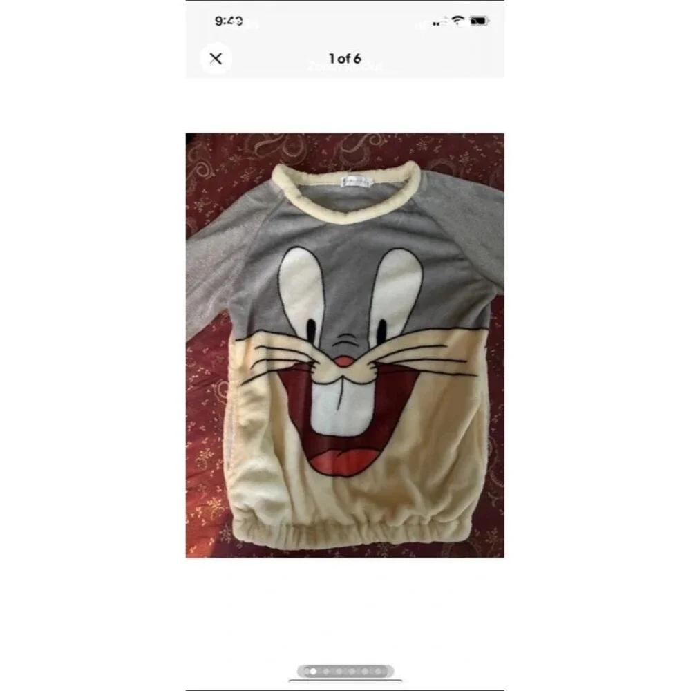 Bugs Bunny Women’s Size S Plush Pajama Set Long Sleeve Top Pants Looney Tunes